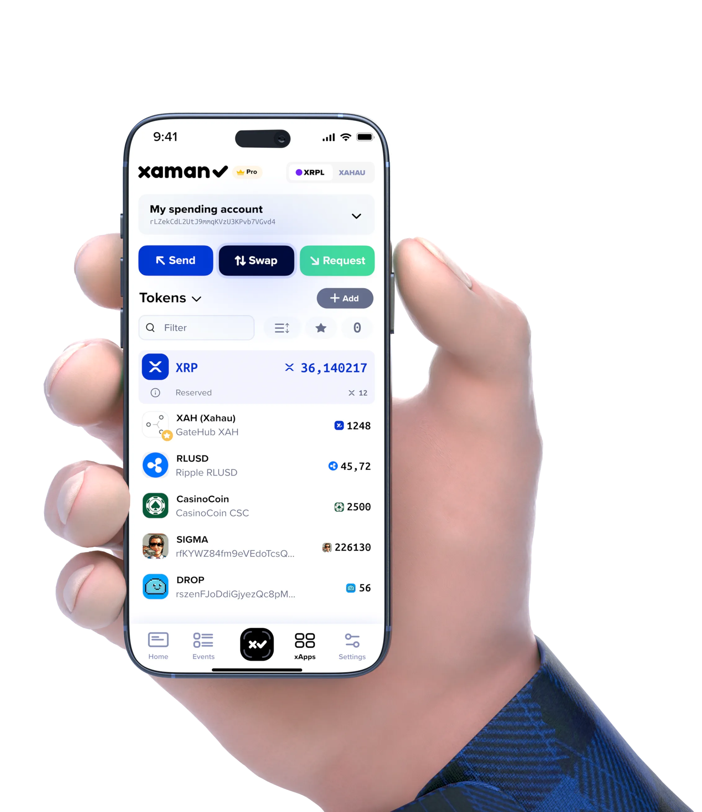 Xaman wallet on a phone